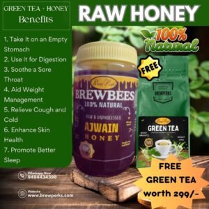 raw honey with green tea